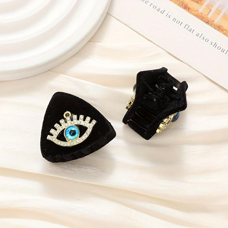 2pcs Devil's Eye Girl Small Hair Clip Cat Ears Letter Headwear