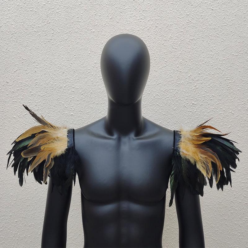Men's Gothic Style Feather Shawl Shoulder Decoration for Cosplay