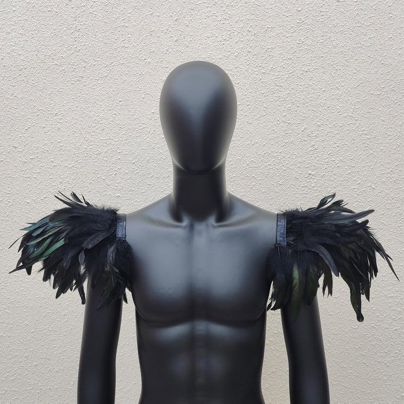 Men's Gothic Style Feather Shawl Shoulder Decoration for Cosplay