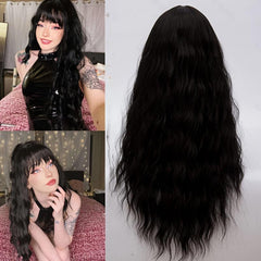 Pink Curly Wavy Wig for Girls Heat Friendly Synthetic Cosplay Party Wig