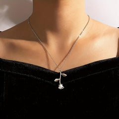 Y2K Vintage Rose Pendant Necklace for Women