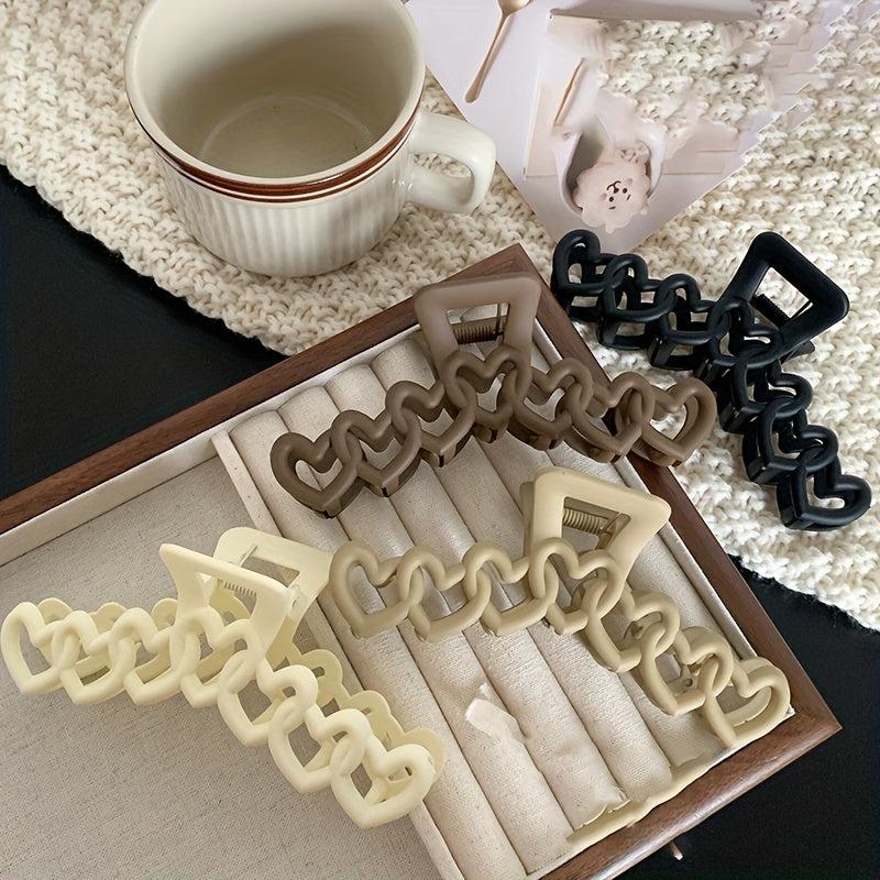 4pcs Love Shape Hair Claw Frosted Plastic Hair Clip Hair Accessories