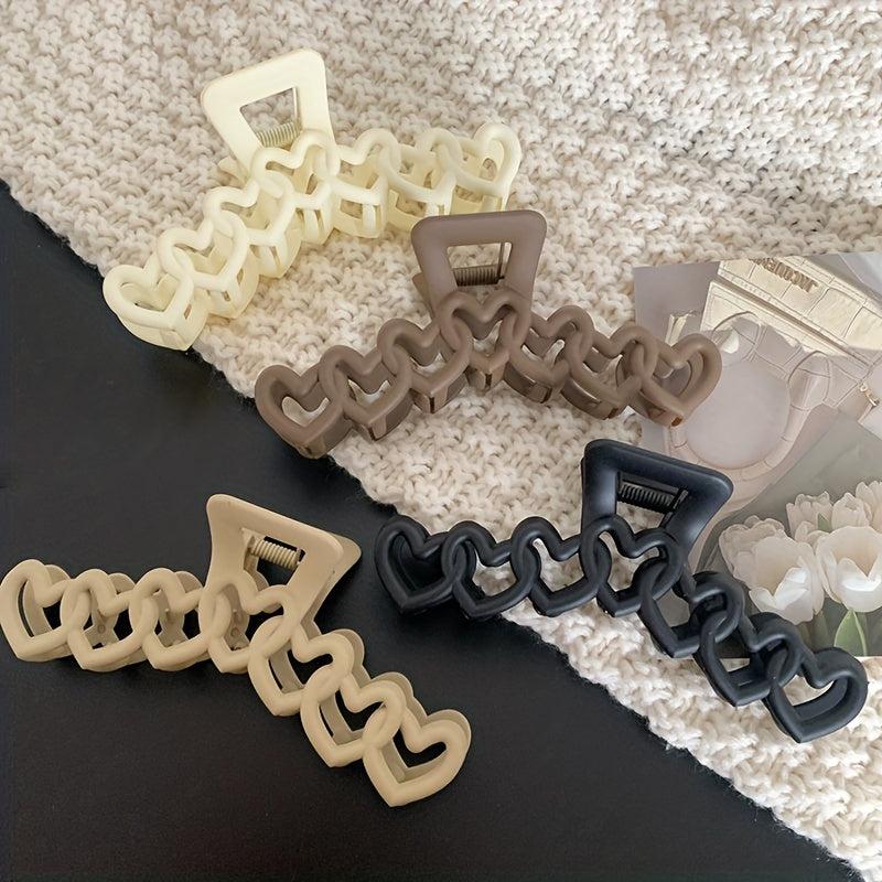 4pcs Love Shape Hair Claw Frosted Plastic Hair Clip Hair Accessories