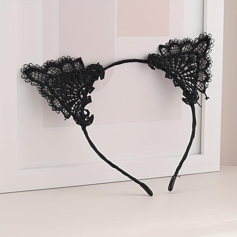Lace Cat Ears Hair Hoop Girls Head Band Sweet Wash Face Headwear