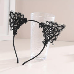 Lace Cat Ears Hair Hoop Girls Head Band Sweet Wash Face Headwear