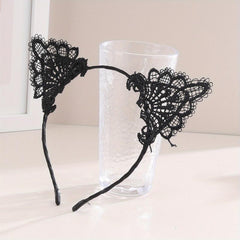 Lace Cat Ears Hair Hoop Girls Head Band Sweet Wash Face Headwear