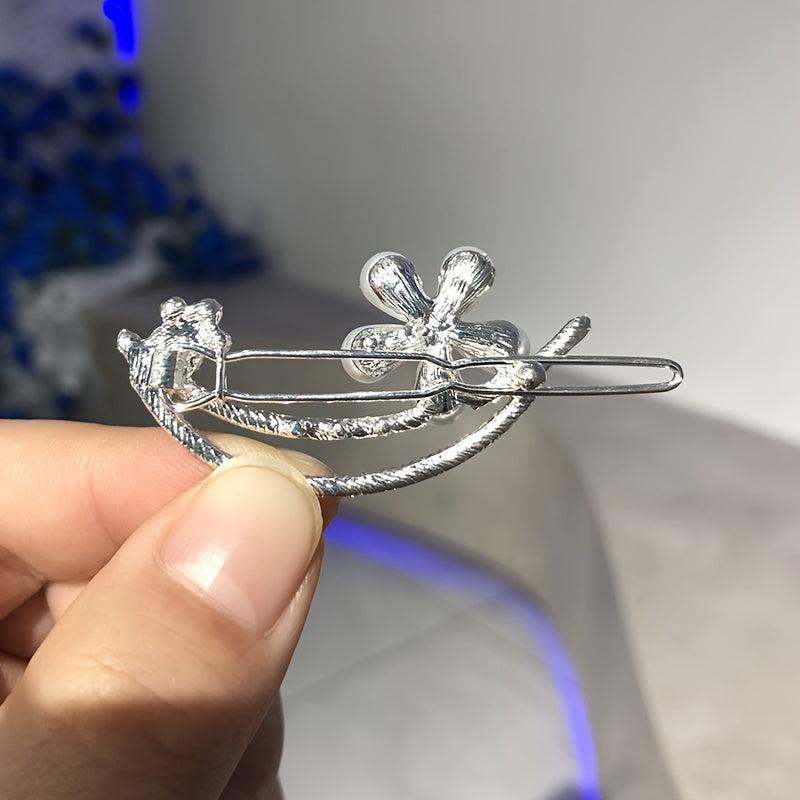 Rhinestone & Pearl Hair Clips Women Girls Hair Decors