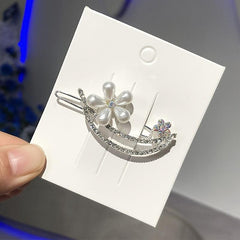 Rhinestone & Pearl Hair Clips Women Girls Hair Decors