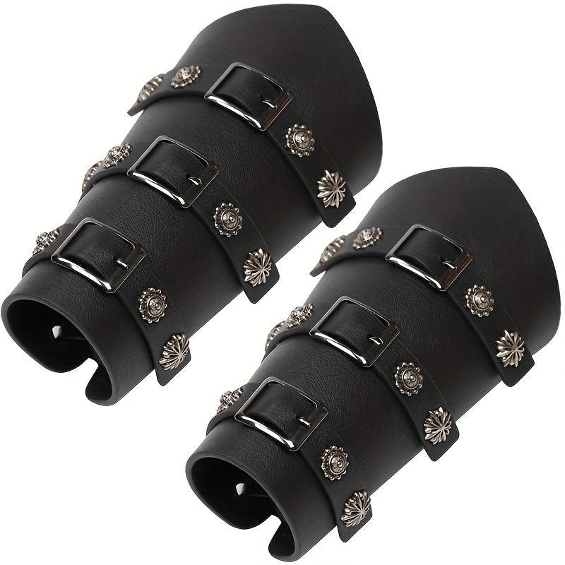 Medieval Battle Knight Arm Bracers Flowers Pattern Arm Guards