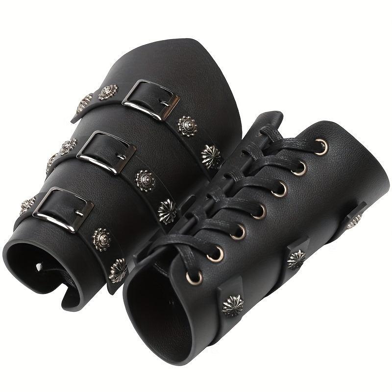 Medieval Battle Knight Arm Bracers Flowers Pattern Arm Guards