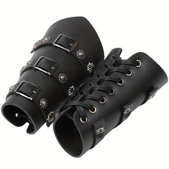 Medieval Battle Knight Arm Bracers Flowers Pattern Arm Guards