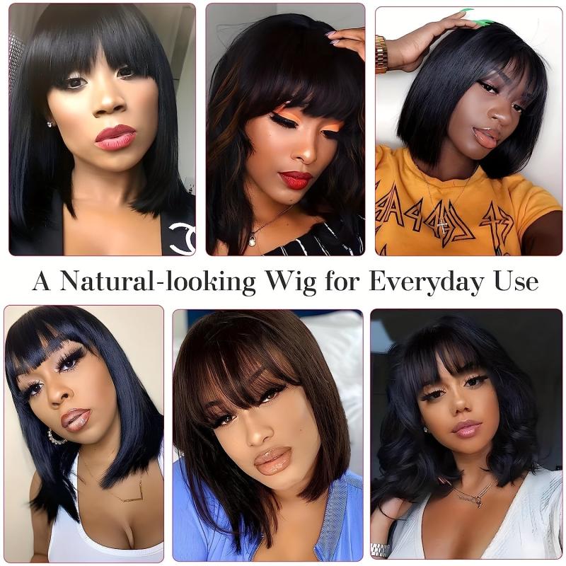 Short Straight Bob Wig Women Afro Wig Natural Looking Synthetic Wig