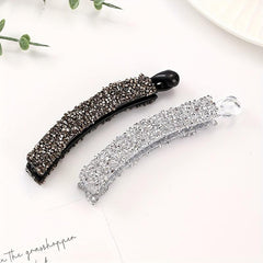2pcs Pearls Banana Hair Clips Diamond Barrettes
