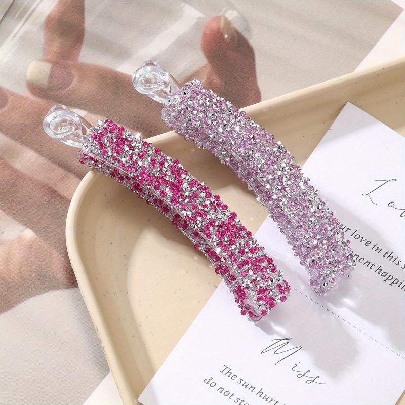 2pcs Pearls Banana Hair Clips Diamond Barrettes