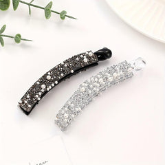 2pcs Pearls Banana Hair Clips Diamond Barrettes