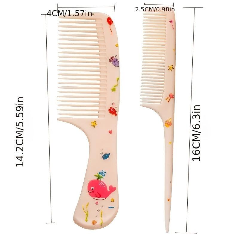 2pcs Girls Portable Hair Comb Set Anti Static Plastic