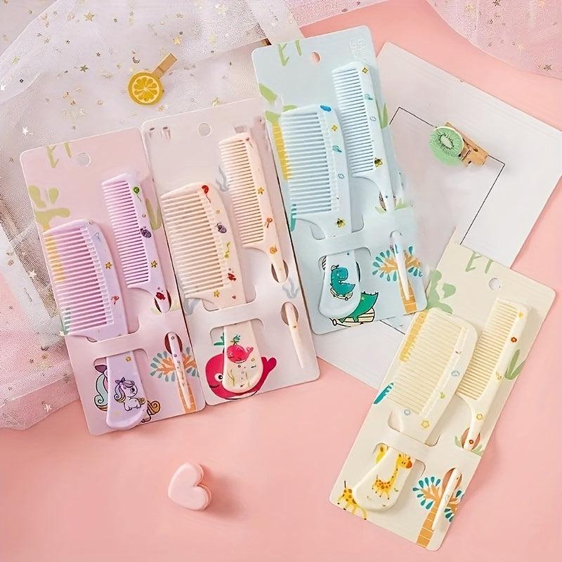 2pcs Girls Portable Hair Comb Set Anti Static Plastic