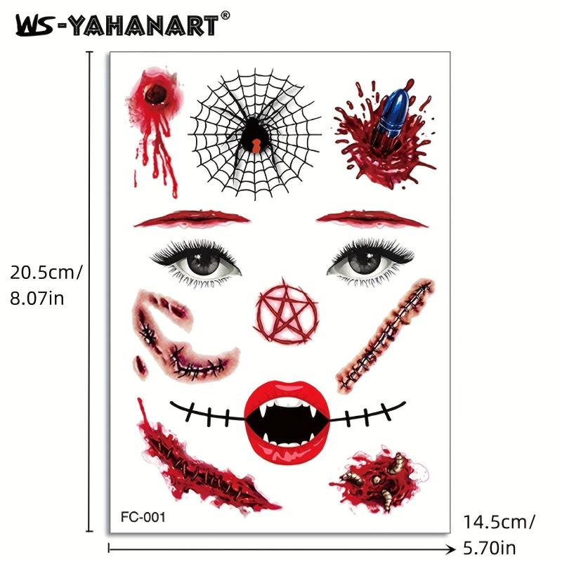 Halloween Tattoo Face Stickers Stereo Face Horror Waterproof Tattoo Stickers
