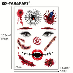Halloween Tattoo Face Stickers Stereo Face Horror Waterproof Tattoo Stickers