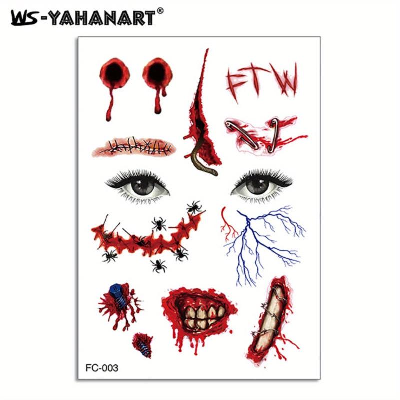 Halloween Tattoo Face Stickers Stereo Face Horror Waterproof Tattoo Stickers