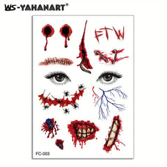 Halloween Tattoo Face Stickers Stereo Face Horror Waterproof Tattoo Stickers