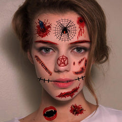Halloween Tattoo Face Stickers Stereo Face Horror Waterproof Tattoo Stickers