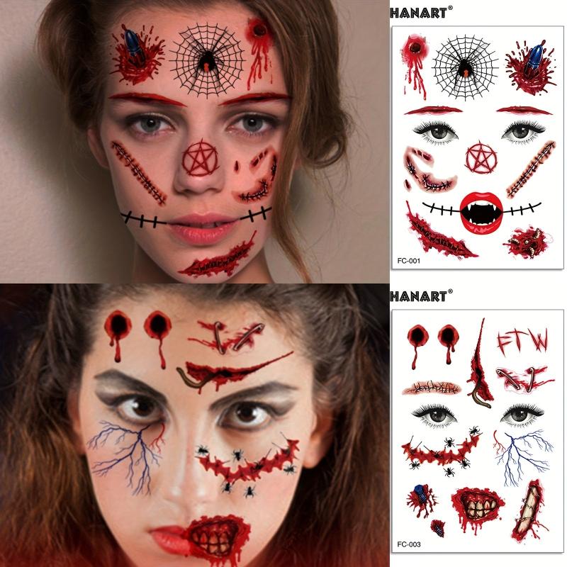 Halloween Tattoo Face Stickers Stereo Face Horror Waterproof Tattoo Stickers
