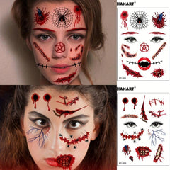 Halloween Tattoo Face Stickers Stereo Face Horror Waterproof Tattoo Stickers
