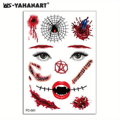 Halloween Tattoo Face Stickers Stereo Face Horror Waterproof Tattoo Stickers