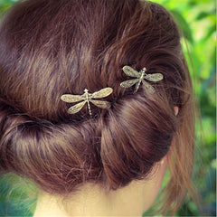 Vintage Dragonfly Hairpin Bronze Bridal Headwear Wedding Hairpin