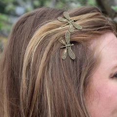 Vintage Dragonfly Hairpin Bronze Bridal Headwear Wedding Hairpin