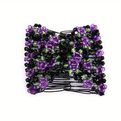 Crystal Beaded Flower Hair Comb Headwear for Holiday Party