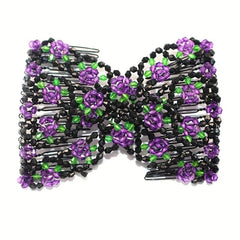 Crystal Beaded Flower Hair Comb Headwear for Holiday Party