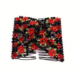 Crystal Beaded Flower Hair Comb Headwear for Holiday Party