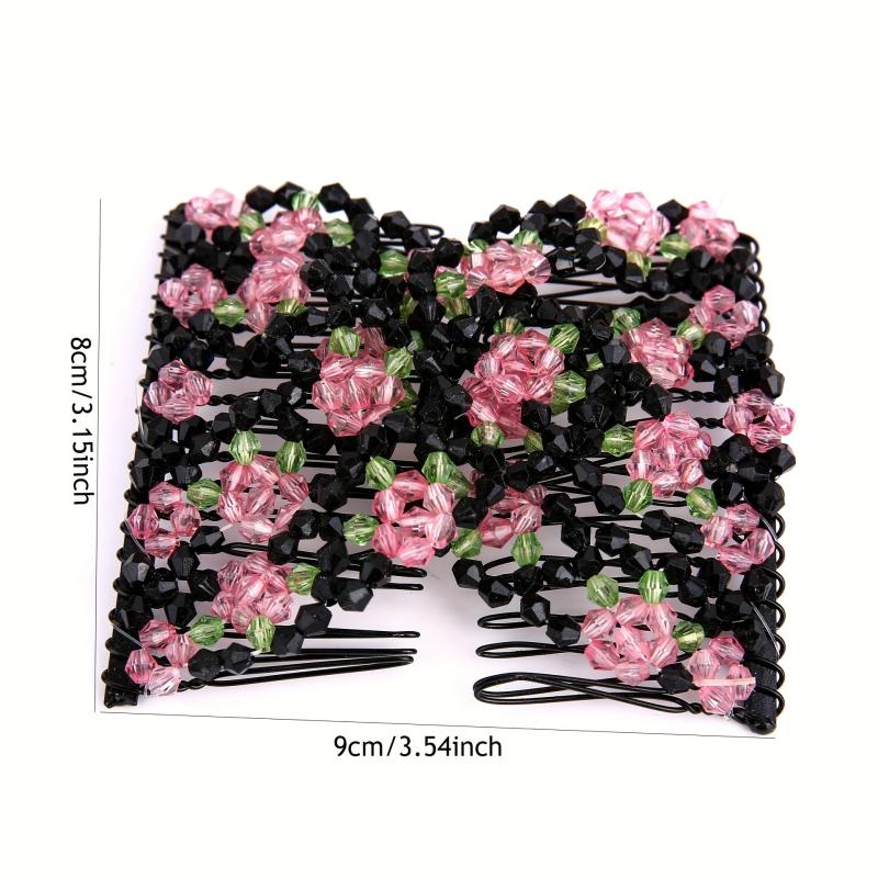 Crystal Beaded Flower Hair Comb Headwear for Holiday Party