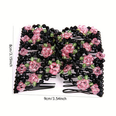 Crystal Beaded Flower Hair Comb Headwear for Holiday Party