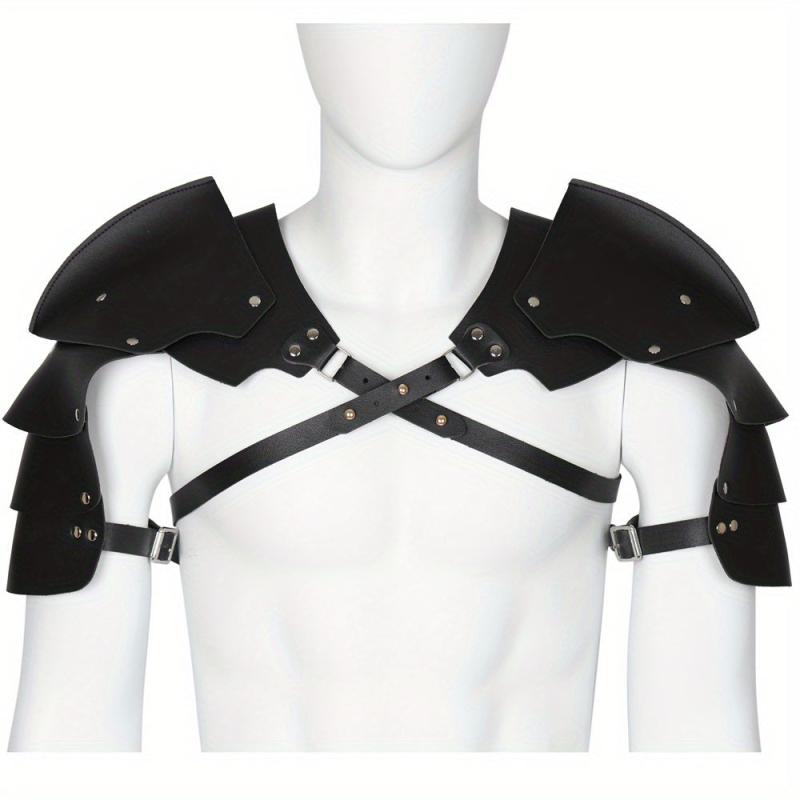 Steampunk Adjustable Men's Shoulder Armor Halloween Cosplay PU Leather Props