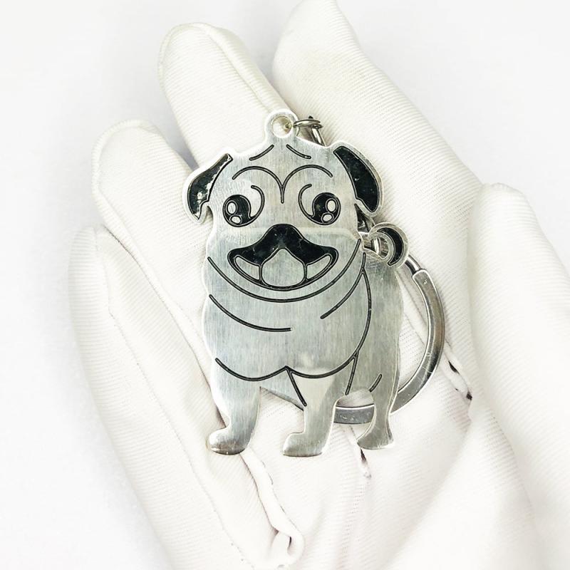 Pug Dog Key Chains Animal Keyring KeyHolder Stainless Steel Pug Boxer Pendant