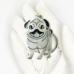 Pug Dog Key Chains Animal Keyring KeyHolder Stainless Steel Pug Boxer Pendant