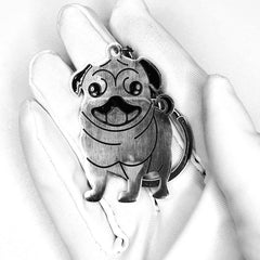 Pug Dog Key Chains Animal Keyring KeyHolder Stainless Steel Pug Boxer Pendant