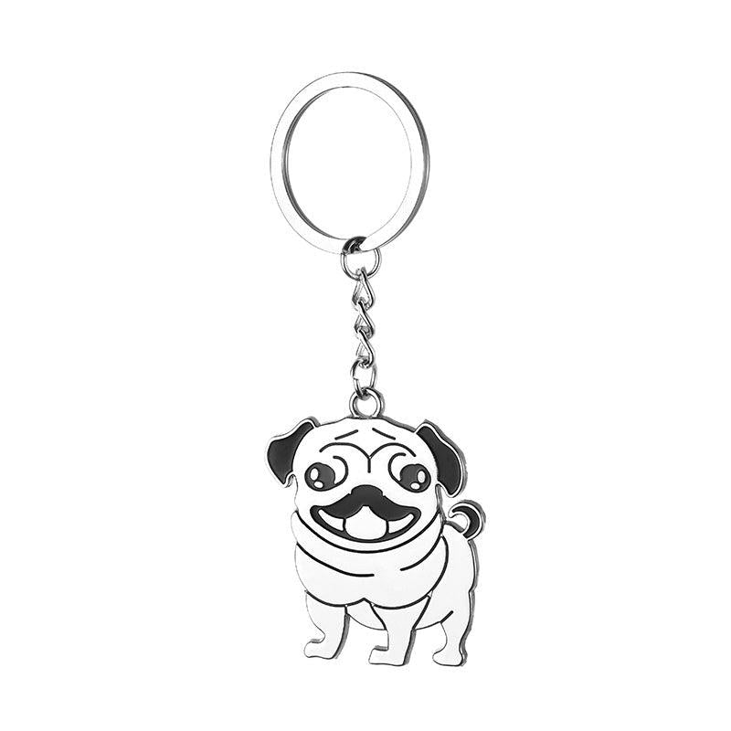 Pug Dog Key Chains Animal Keyring KeyHolder Stainless Steel Pug Boxer Pendant