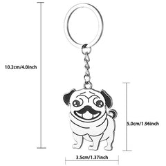 Pug Dog Key Chains Animal Keyring KeyHolder Stainless Steel Pug Boxer Pendant