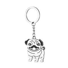 Pug Dog Key Chains Animal Keyring KeyHolder Stainless Steel Pug Boxer Pendant