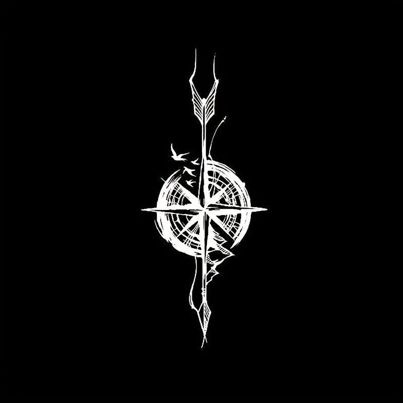 Compass Herbal Tattoo Stickers Waterproof
