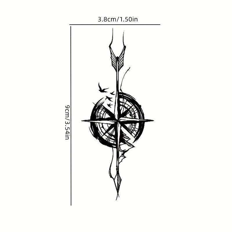 Compass Herbal Tattoo Stickers Waterproof