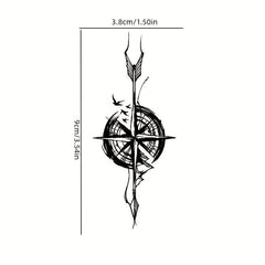 Compass Herbal Tattoo Stickers Waterproof