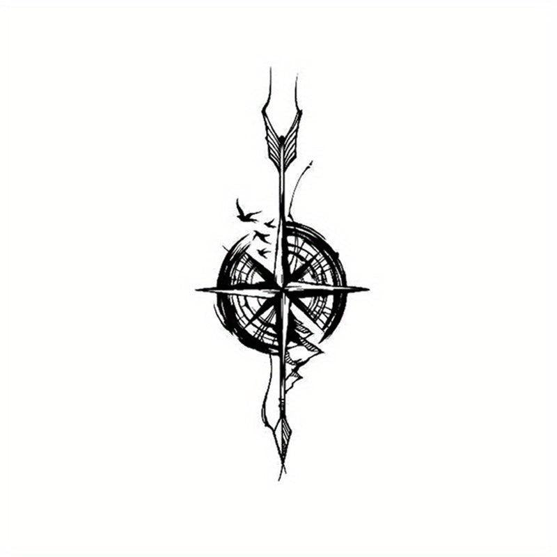 Compass Herbal Tattoo Stickers Waterproof