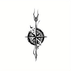 Compass Herbal Tattoo Stickers Waterproof