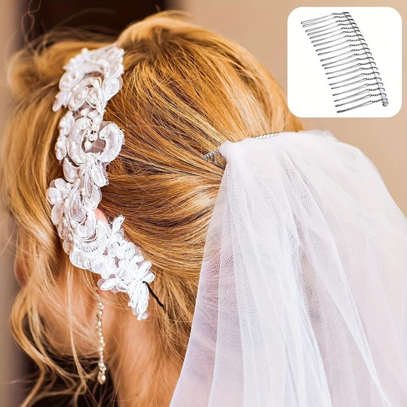 Metal Bridal Hair Comb 20 Teeth Wedding Veil Comb Decorative for Women Girls