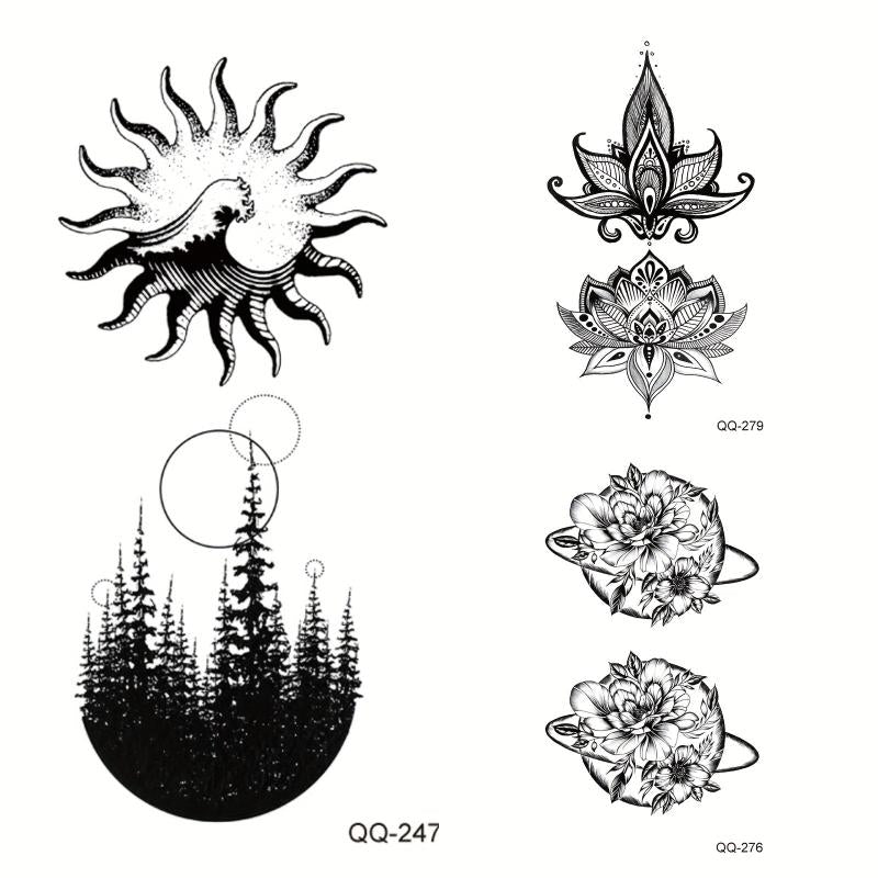 Hand Back Clavicle Tattoo Stickers Waterproof Temporary Totem Flower